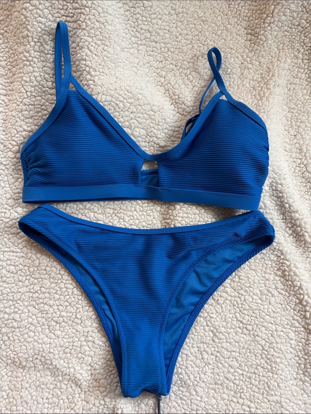 Cupshe Cobalt Ribbed Two-Piece Bikini Set